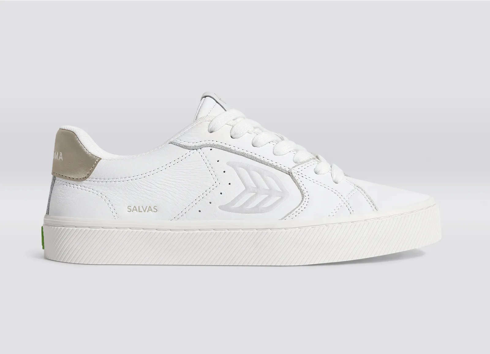 SALVAS White Premium Leather Ice Logo Metallic Gold Sneaker Men sold by Cariuma product image thumbnail 3