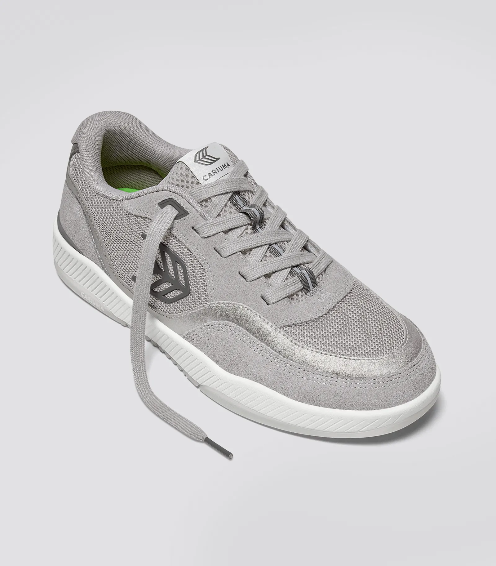 UBA Light Grey Suede and Mesh Charcoal Grey Logo Silver Accents Sneaker Women sold by Cariuma product image thumbnail 2