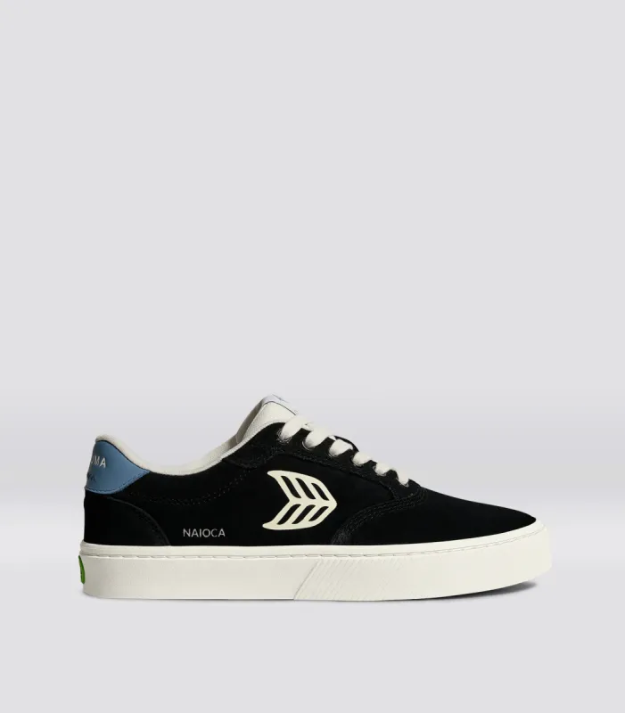NAIOCA Black Suede Ivory Logo Washed Blue Sneaker Women sold by Cariuma