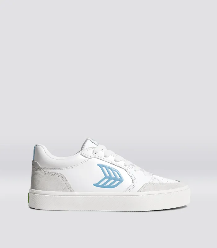 VALLELY White Leather Vintage White Suede Argentina Blue Logo Sneaker Men sold by Cariuma