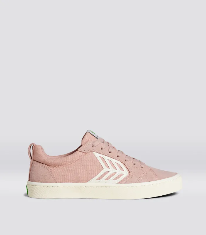CATIBA PRO Low Rose Suede and Canvas Ivory Logo Sneaker Women sold by Cariuma