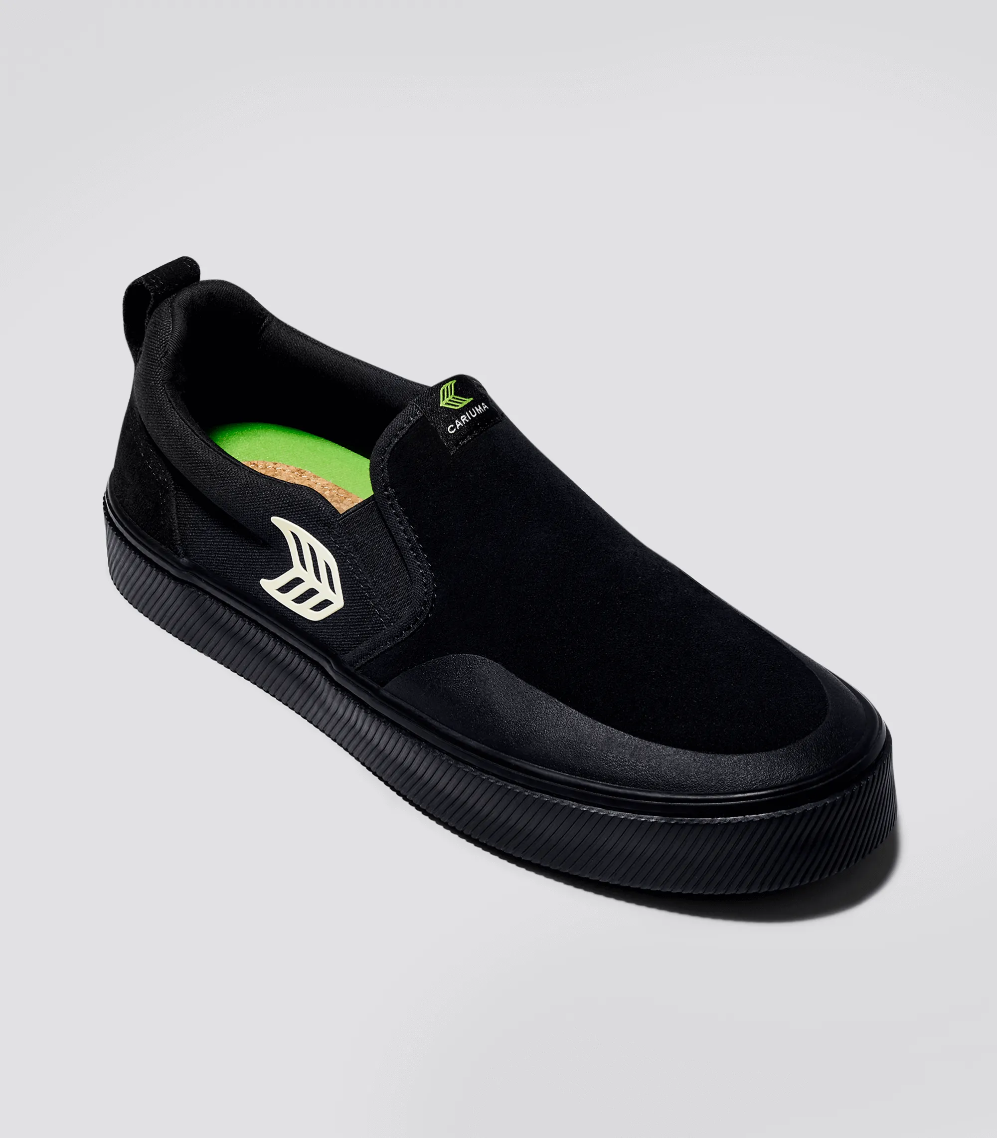 SLIP-ON PRO All Black Suede and Canvas Ivory Logo Sneaker Men sold by Cariuma product image thumbnail 2