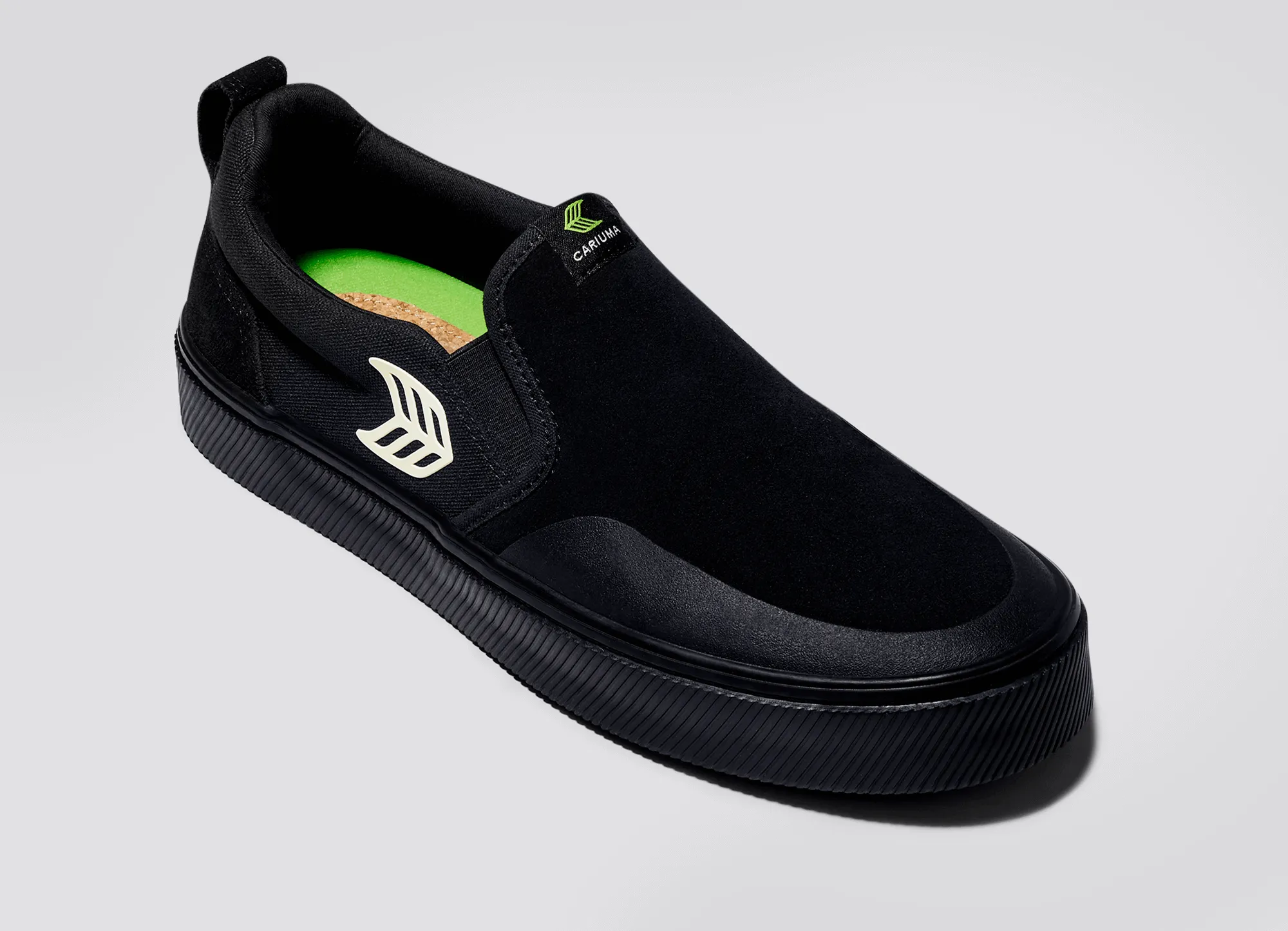 SLIP-ON PRO All Black Suede and Canvas Ivory Logo Sneaker Men sold by Cariuma product image thumbnail 4