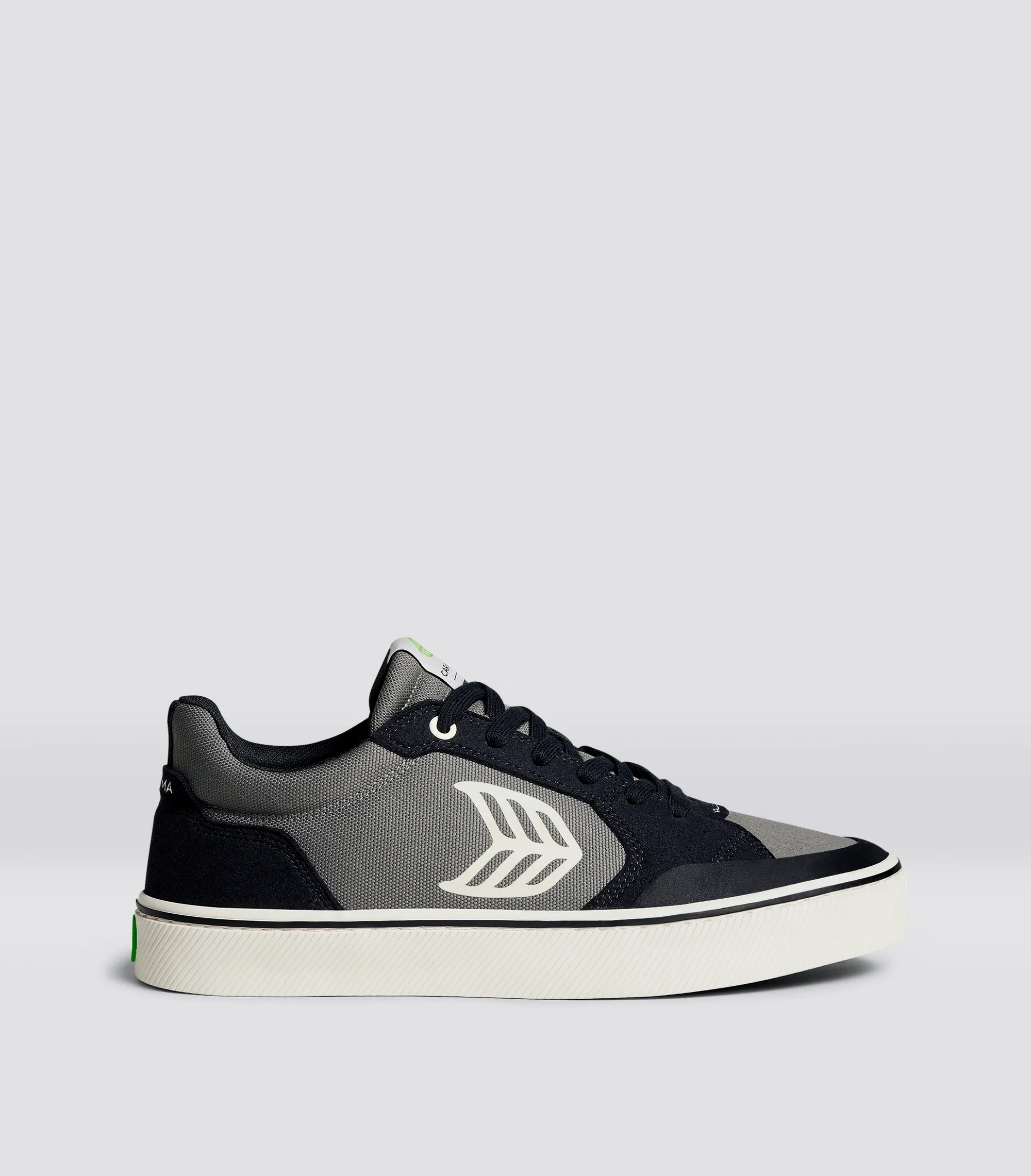 VALLELY PRO Black Suede Charcoal Grey Cordura Ivory Logo Sneaker Women sold by Cariuma