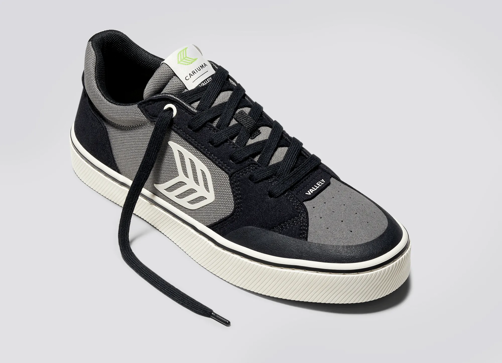 VALLELY PRO Black Suede Charcoal Grey Cordura Ivory Logo Sneaker Women sold by Cariuma product image thumbnail 4