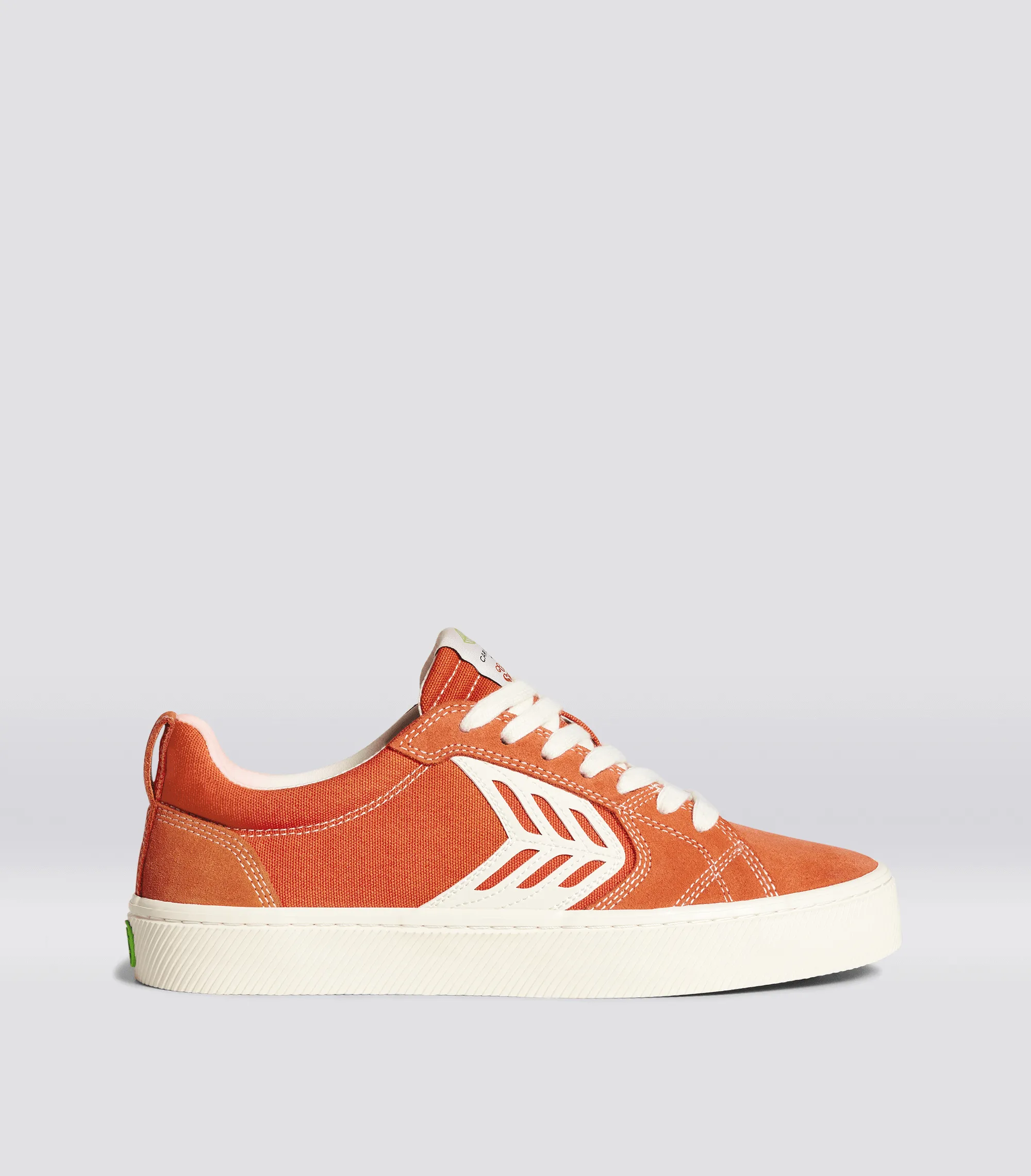 CATIBA PRO Low GRLSWIRL Burnt Orange Suede and Canvas Contrast Thread Ivory Logo Sneaker Women sold by Cariuma