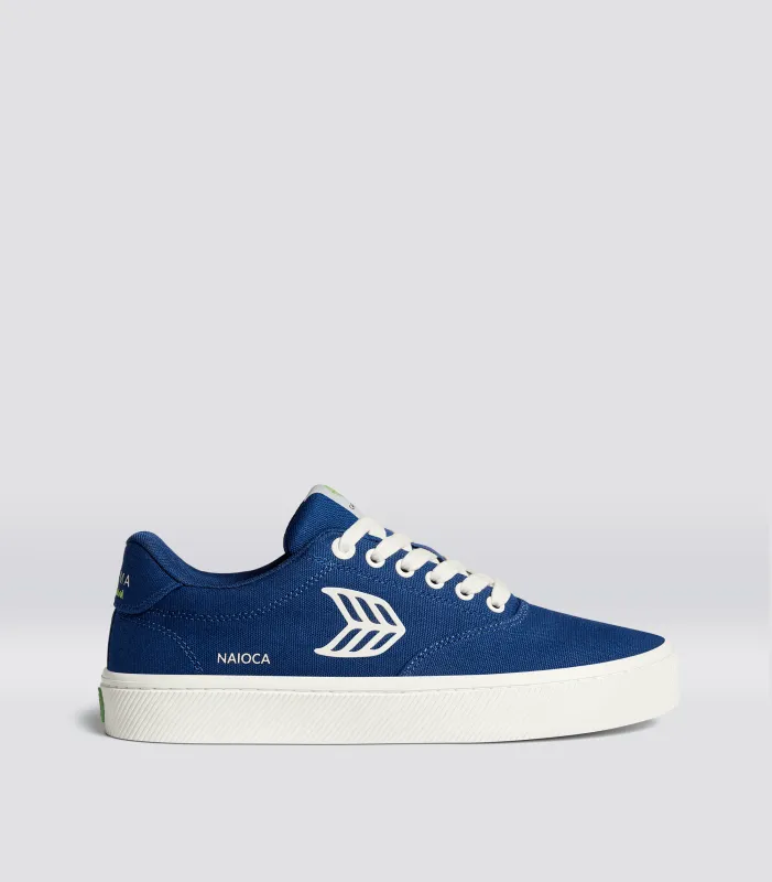 NAIOCA Canvas Mystery Blue Canvas Ivory Logo Sneaker Men sold by Cariuma