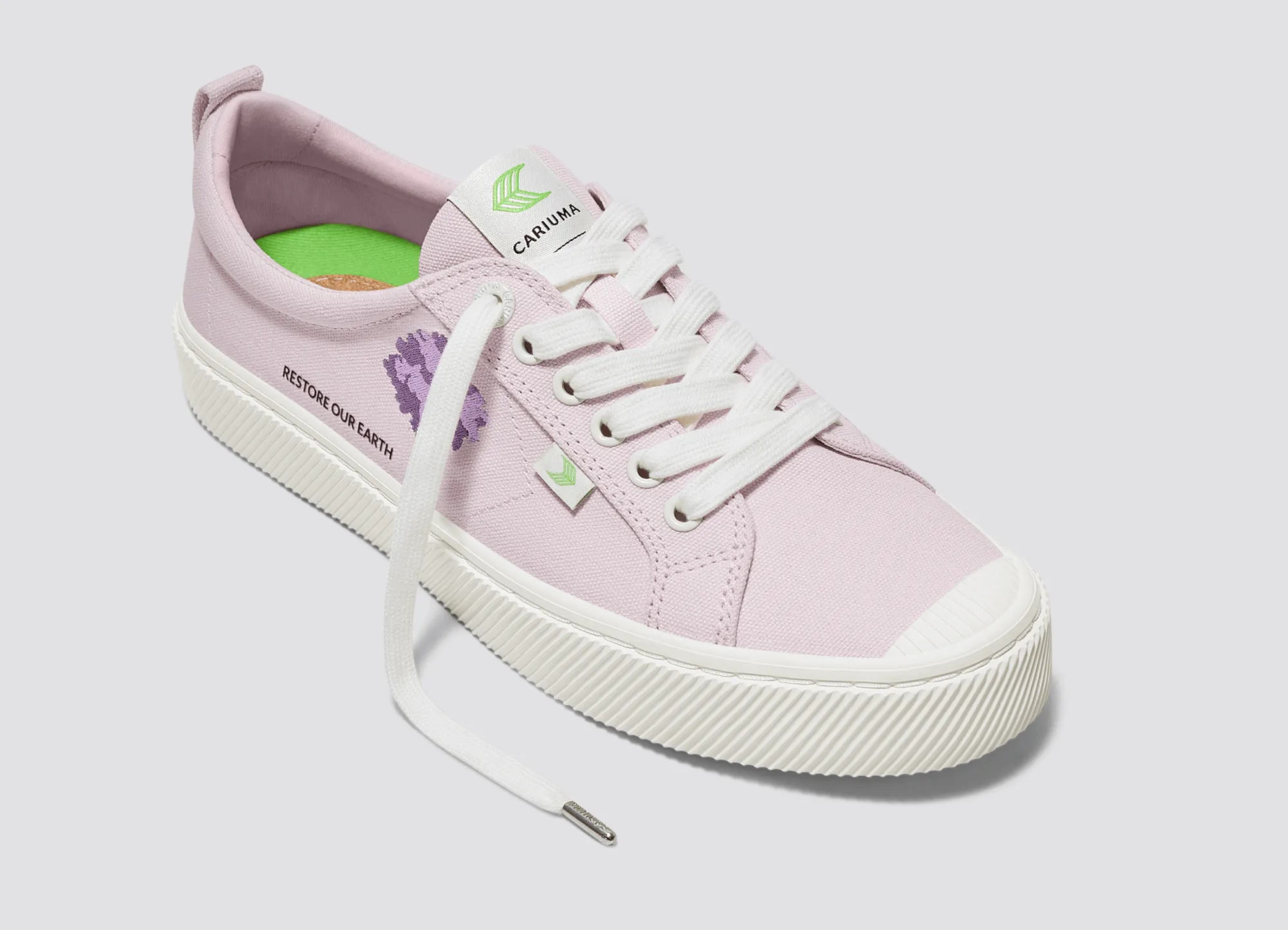 OCA Low Earth Day Embroidered Tree Pale Lilac Canvas Sneaker Women sold by Cariuma product image thumbnail 4