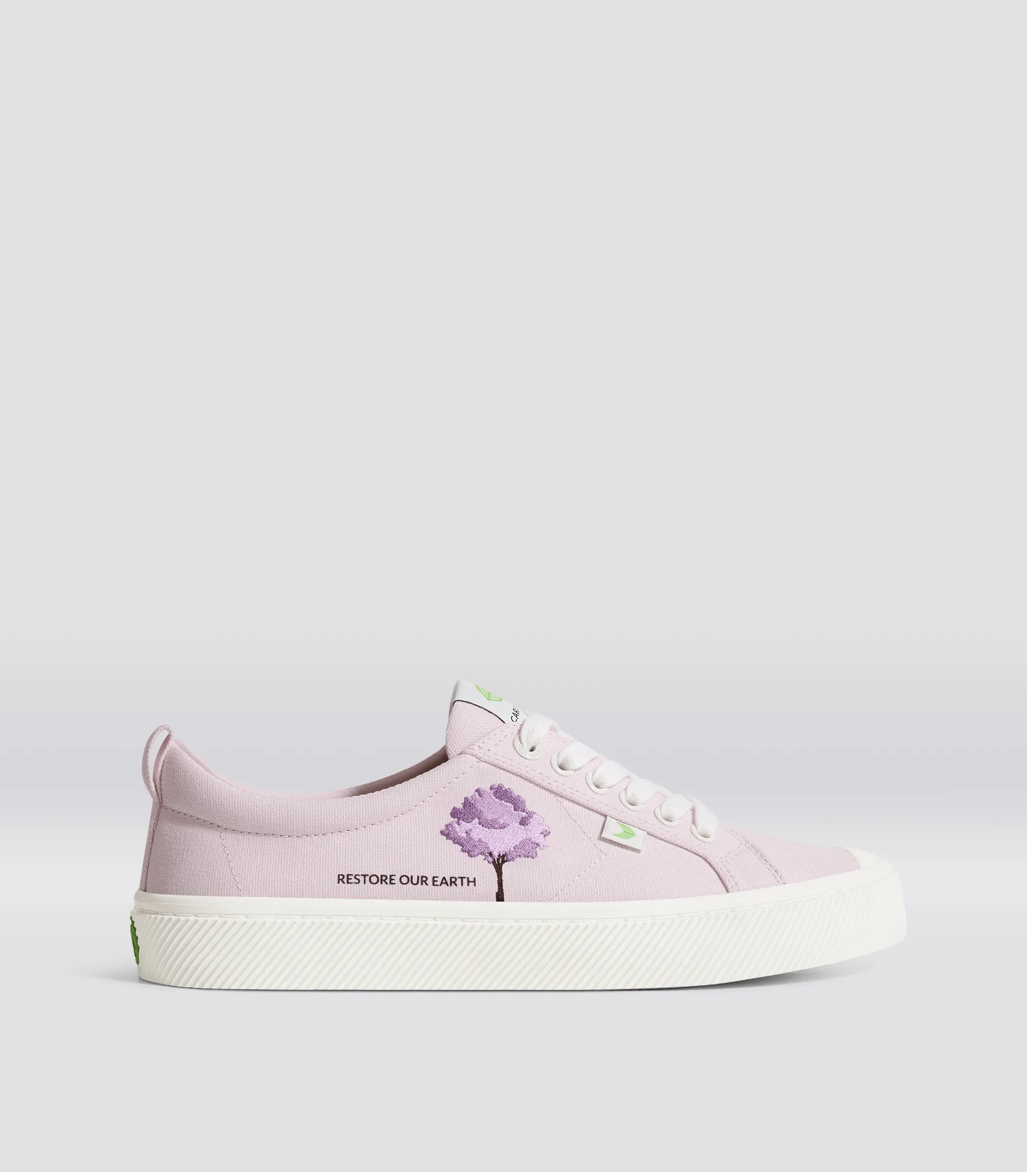 OCA Low Earth Day Embroidered Tree Pale Lilac Canvas Sneaker Women sold by Cariuma