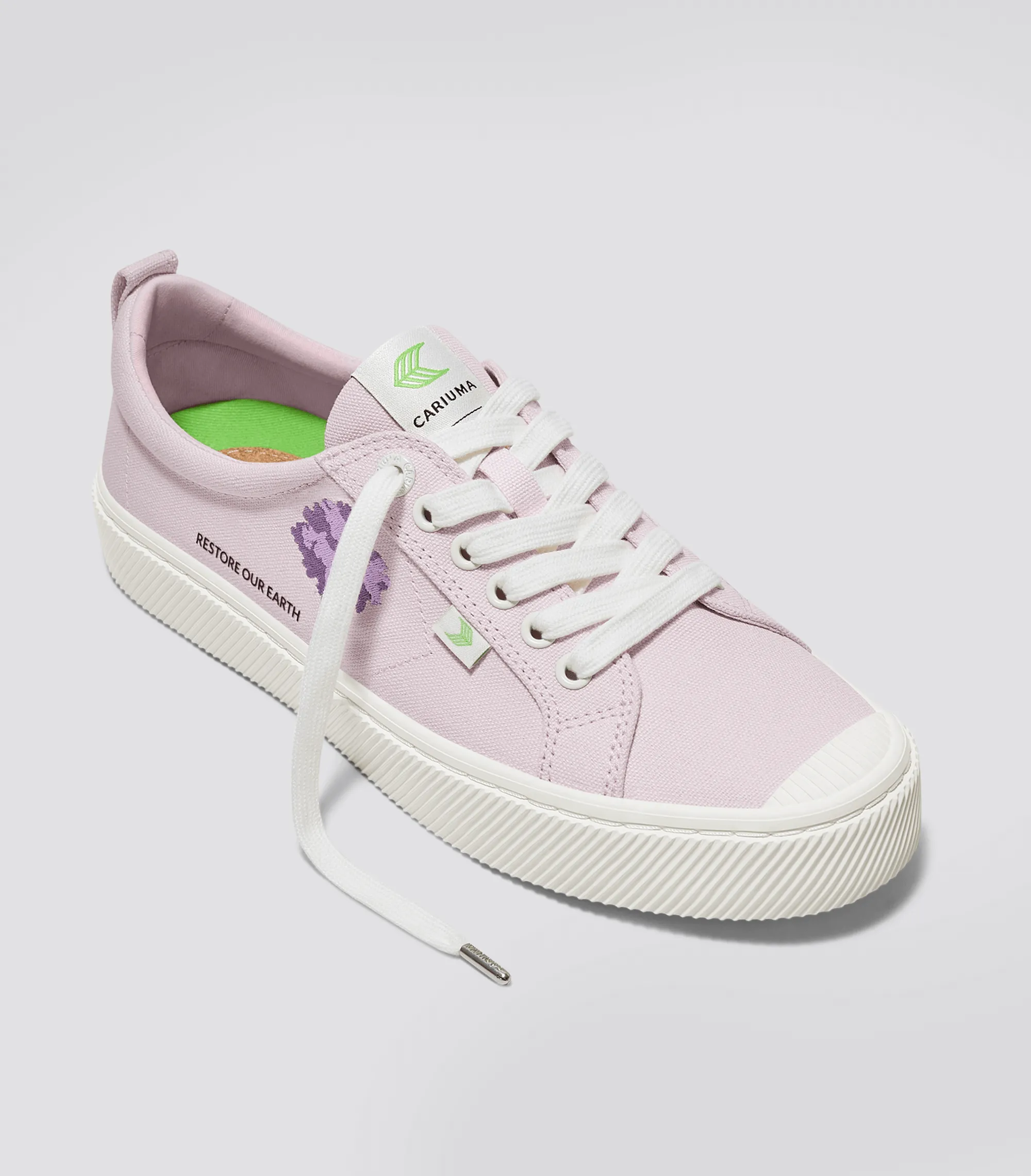 OCA Low Earth Day Embroidered Tree Pale Lilac Canvas Sneaker Men sold by Cariuma product image thumbnail 2