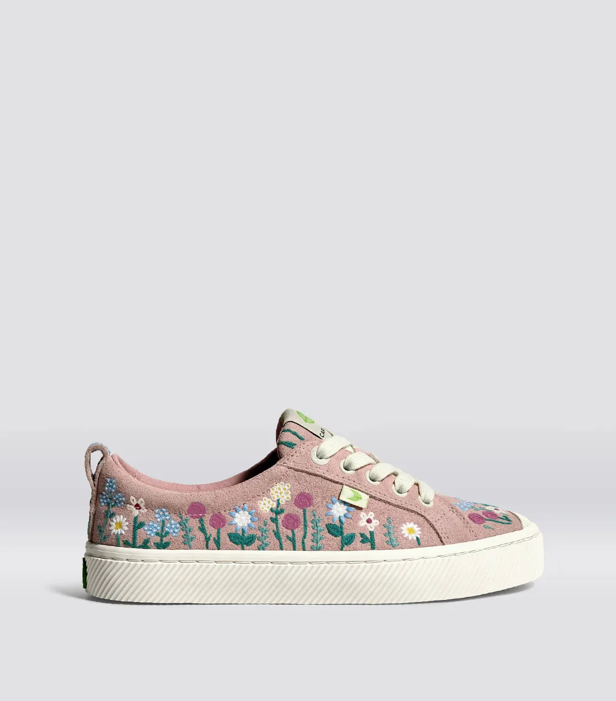 OCA Low Rose Suede Embroidered Flowers Sneaker Women sold by Cariuma