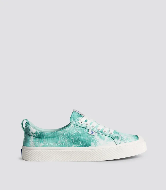 OCA Low Ocean Waves Turquoise Canvas Sneaker Women sold by Cariuma
