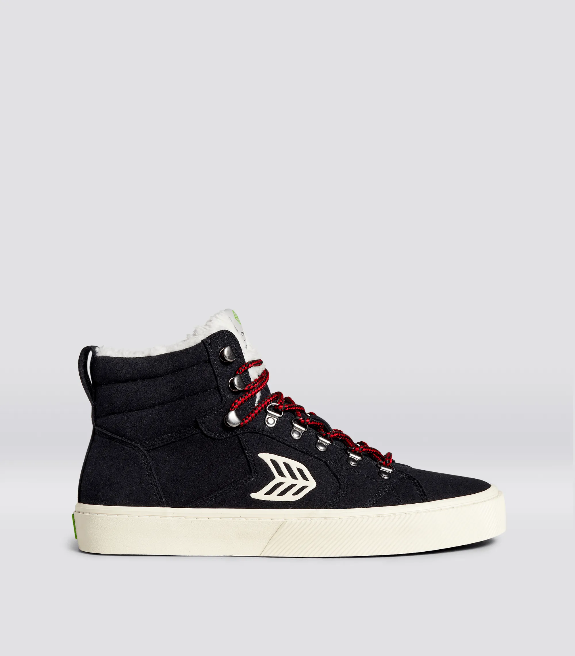 CATURI Black Suede Ivory Logo Boot Women sold by Cariuma