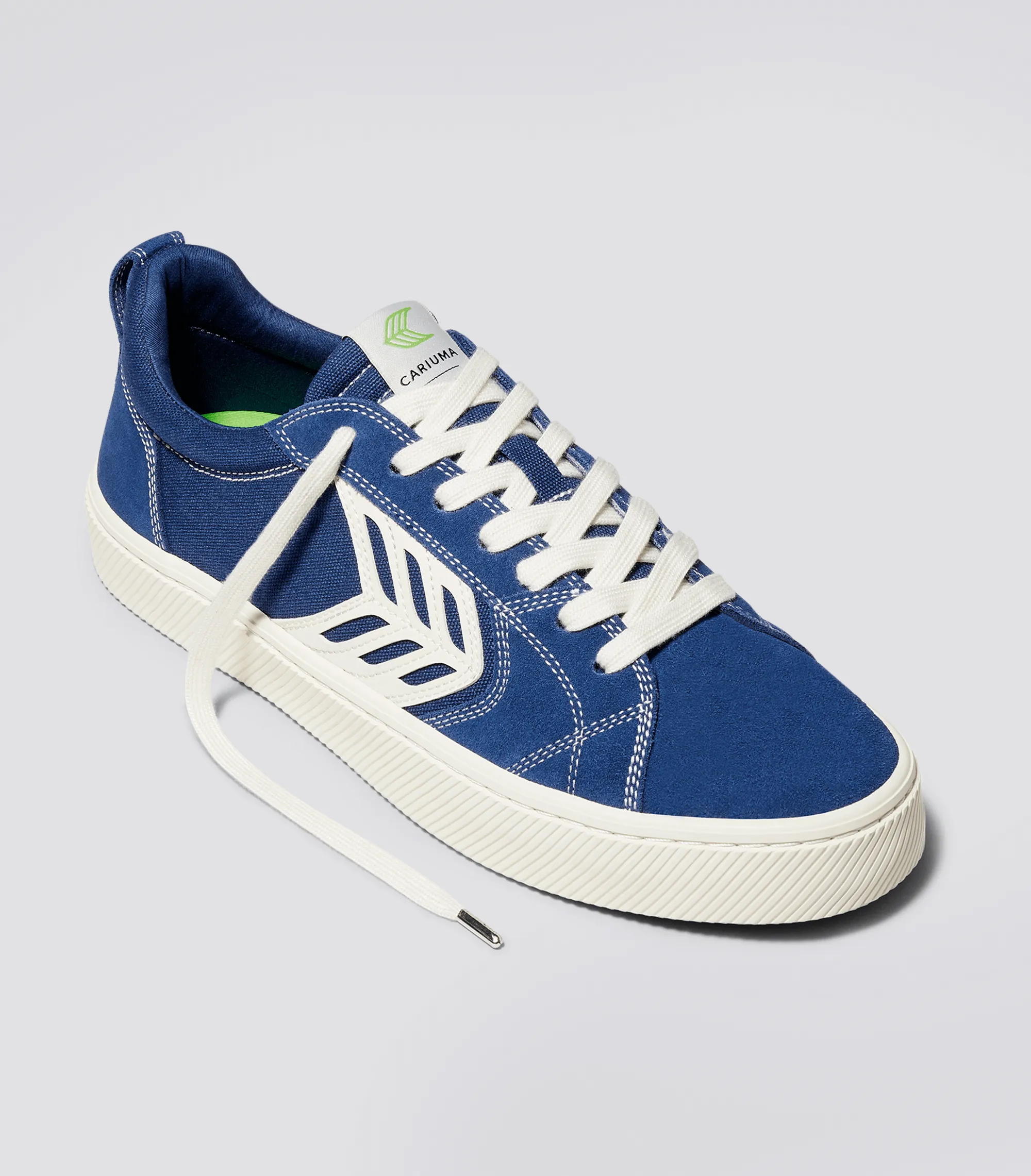 CATIBA PRO Low Mystery Blue Suede and Canvas Contrast Thread Ivory Logo Sneaker Women sold by Cariuma product image thumbnail 2