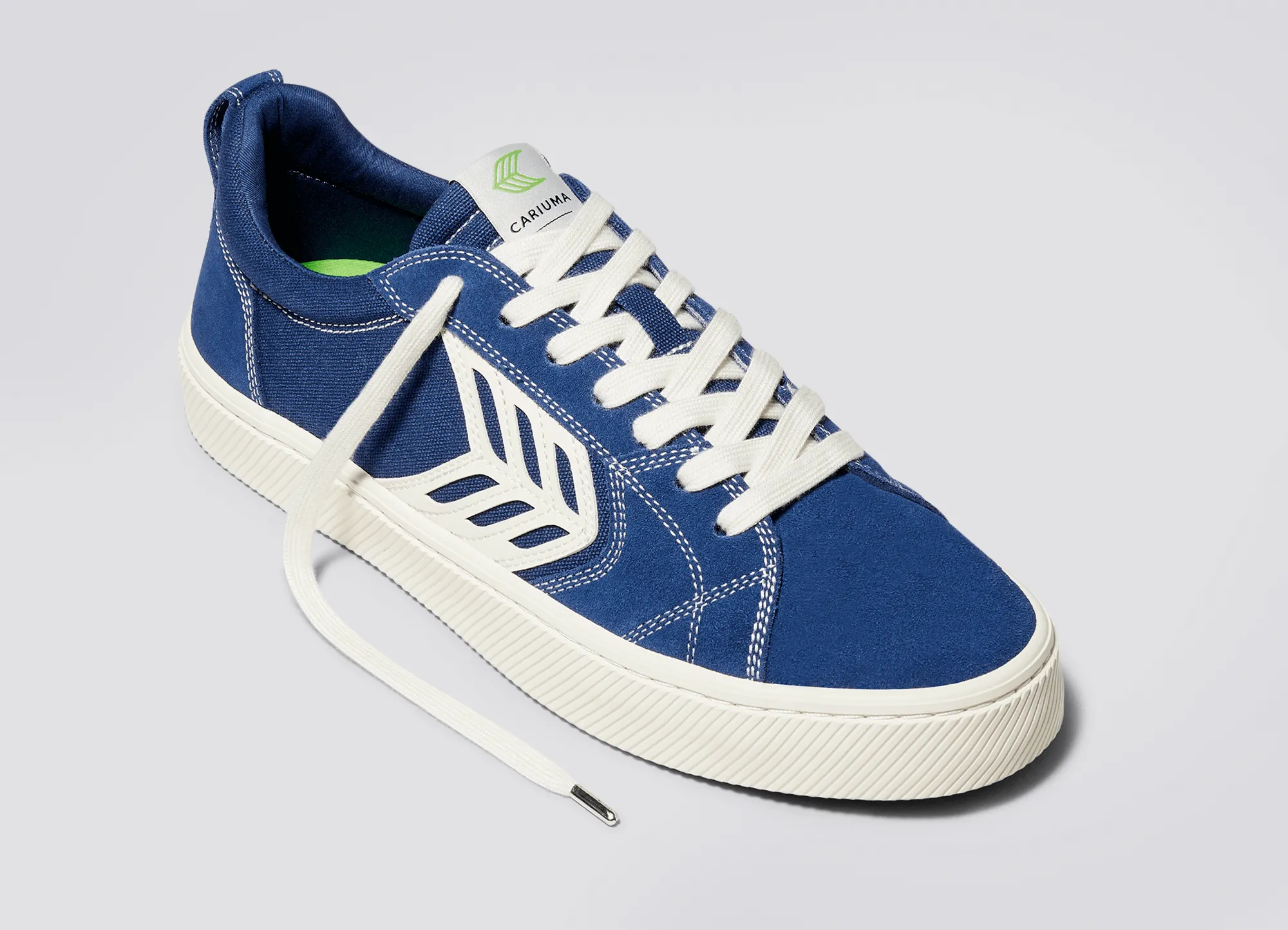 CATIBA PRO Low Mystery Blue Suede and Canvas Contrast Thread Ivory Logo Sneaker Women sold by Cariuma product image thumbnail 4