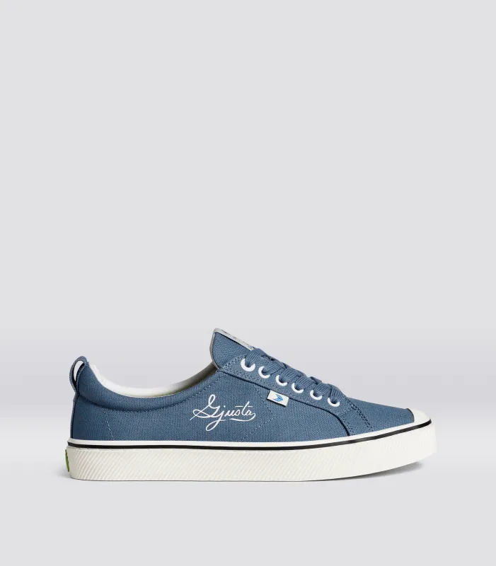 OCA Low Gjusta Steel Blue Canvas Sneaker Women sold by Cariuma