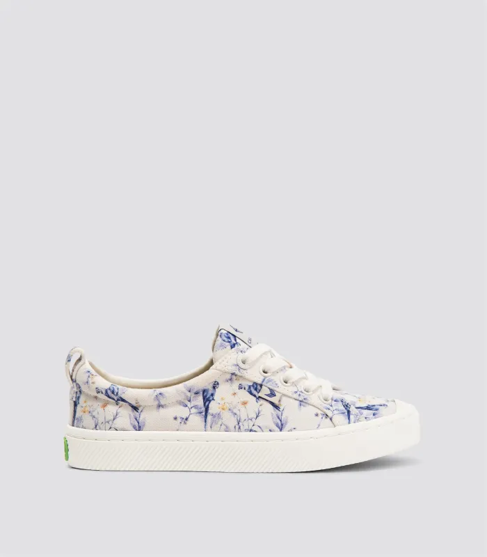 OCA Low Canvas - White Spectrum Blue Parrot Print Women sold by Cariuma