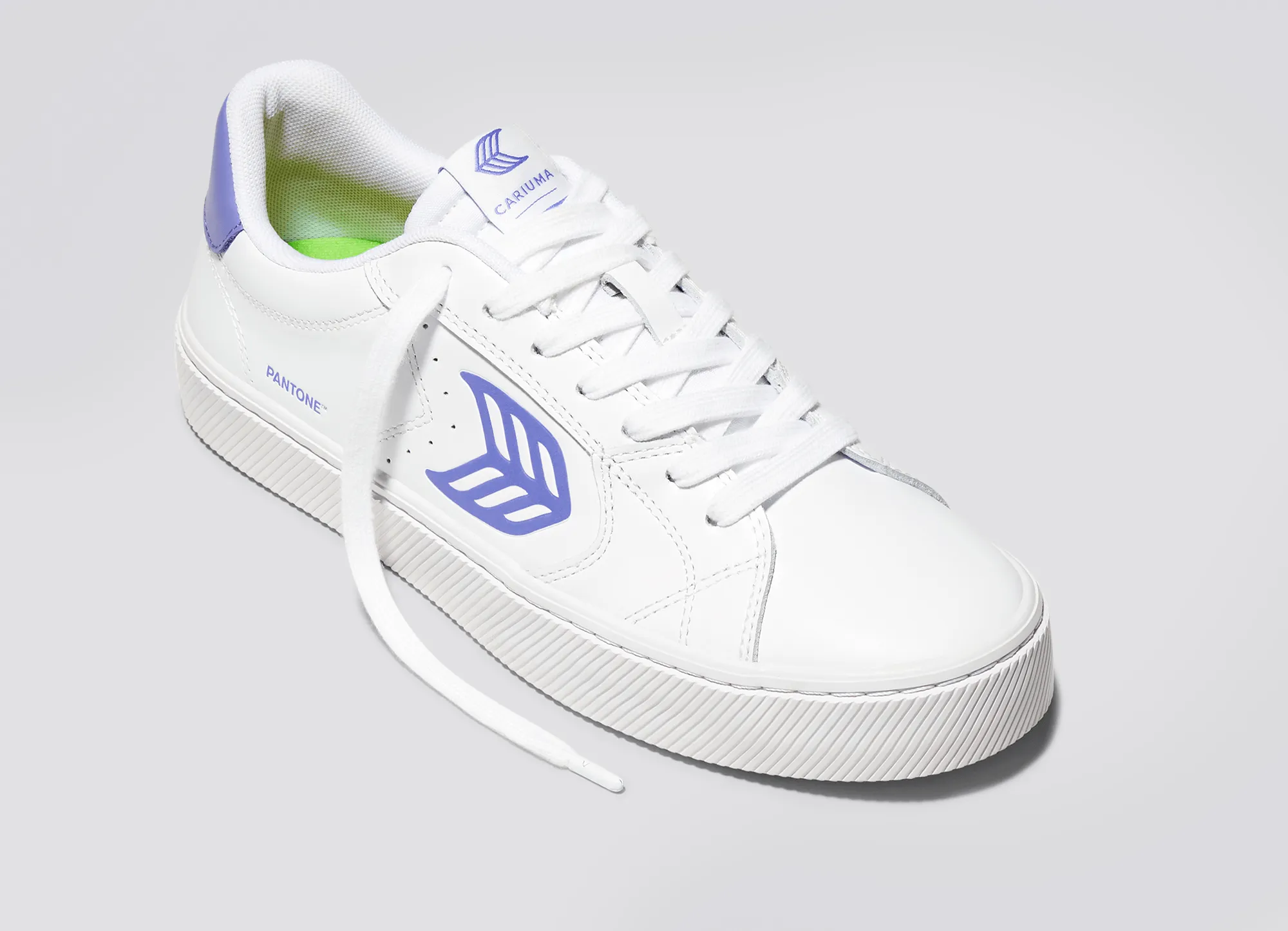 SALVAS White Leather Pantone Very Peri Logo Sneaker Women sold by Cariuma product image thumbnail 4