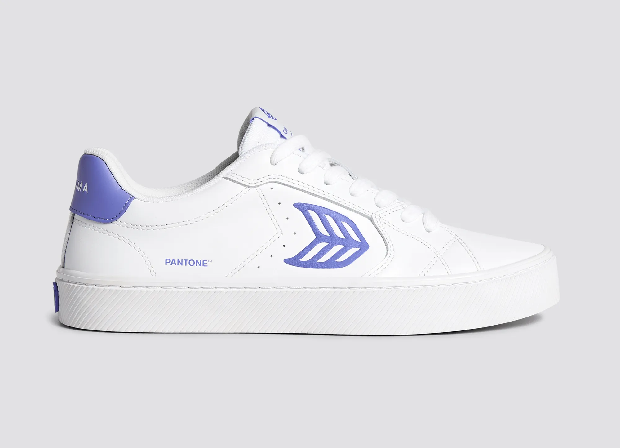 SALVAS White Leather Pantone Very Peri Logo Sneaker Women sold by Cariuma product image thumbnail 3