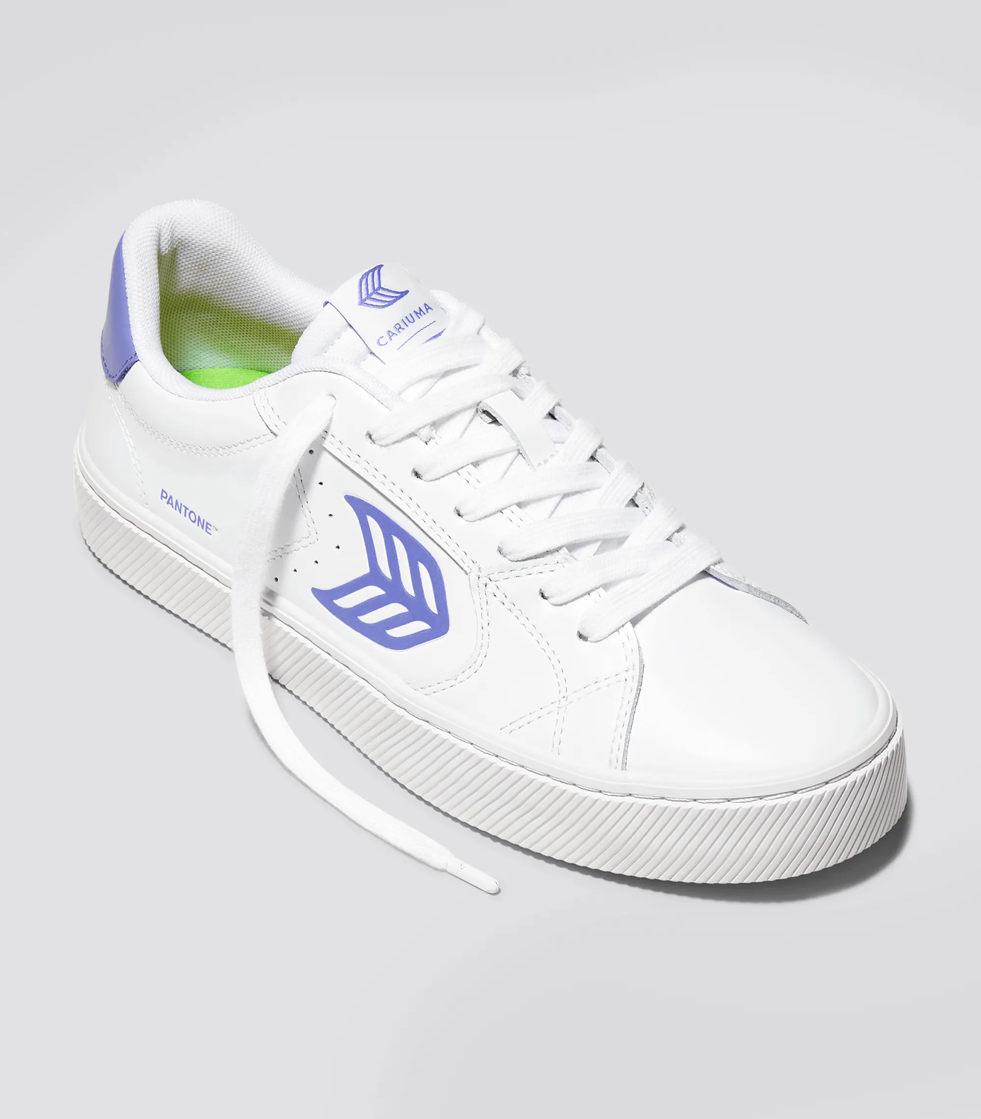 SALVAS White Leather Pantone Very Peri Logo Sneaker Men sold by Cariuma product image thumbnail 2