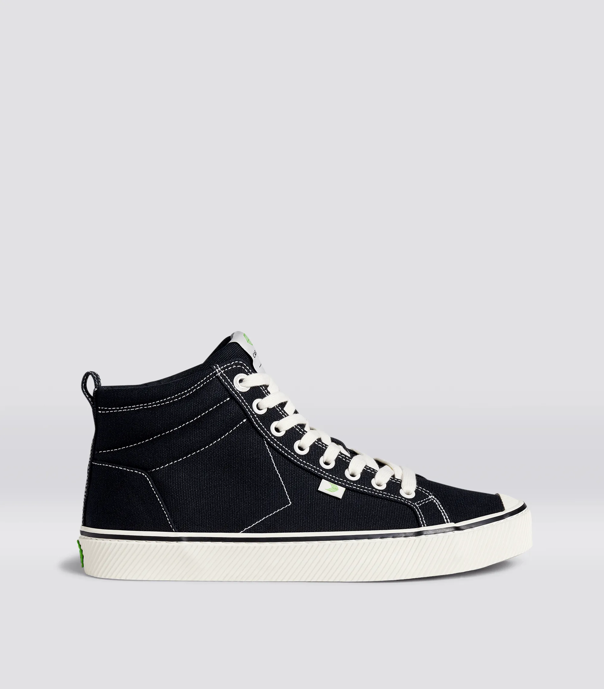 OCA High Stripe Black Canvas Contrast Thread Sneaker Men sold by Cariuma