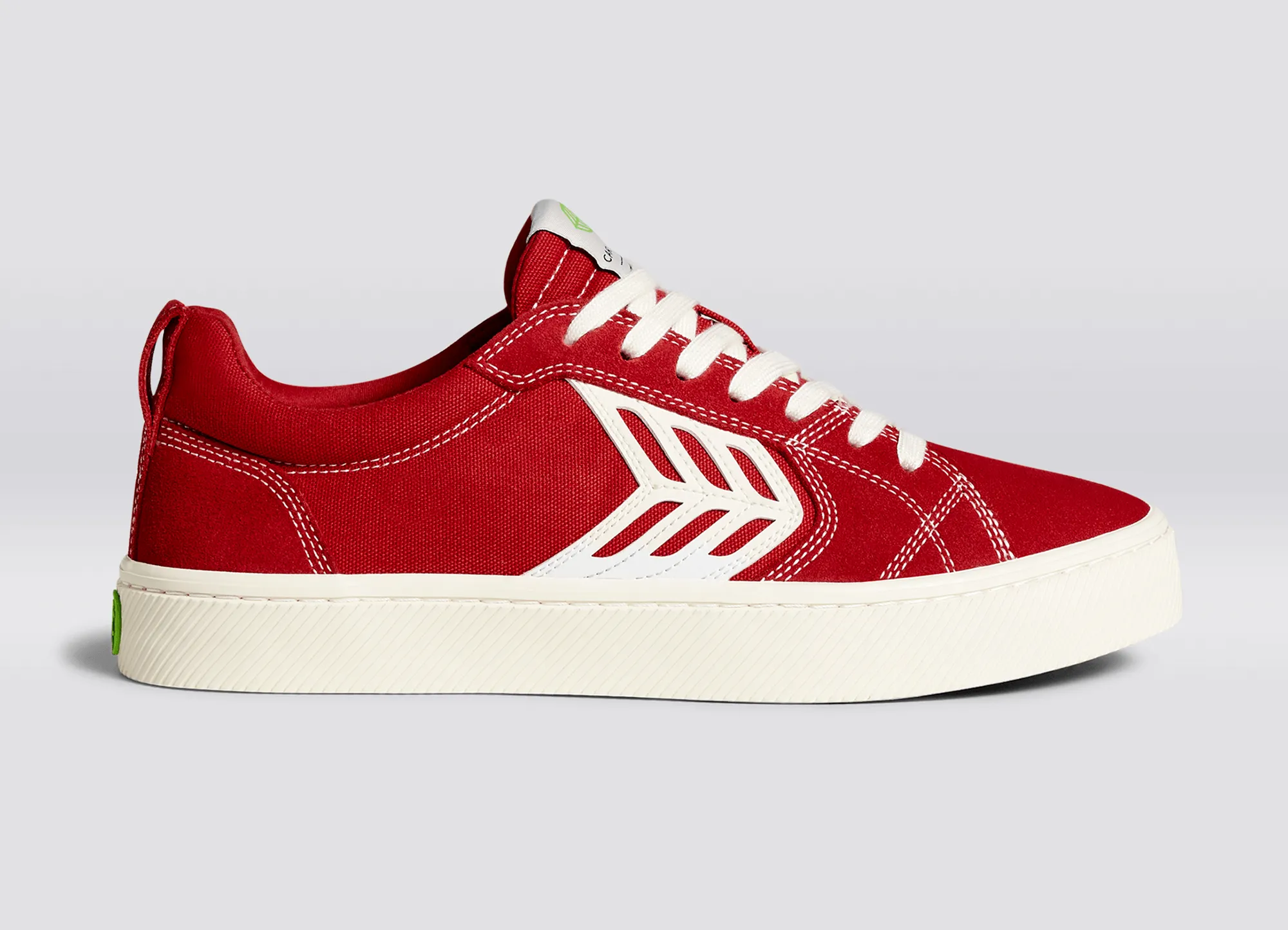 CATIBA PRO Low Samba Red Suede and Canvas Contrast Thread Ivory Logo Sneaker Women sold by Cariuma product image thumbnail 3