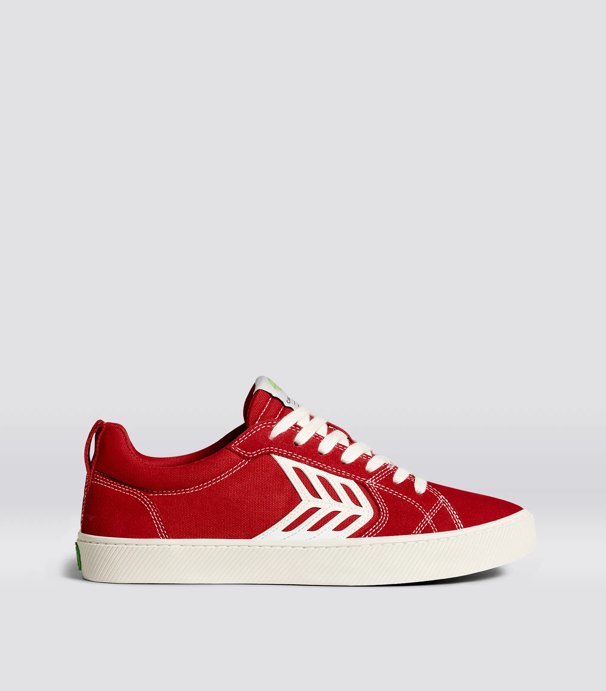 CATIBA PRO Low Samba Red Suede and Canvas Contrast Thread Ivory Logo Sneaker Women sold by Cariuma