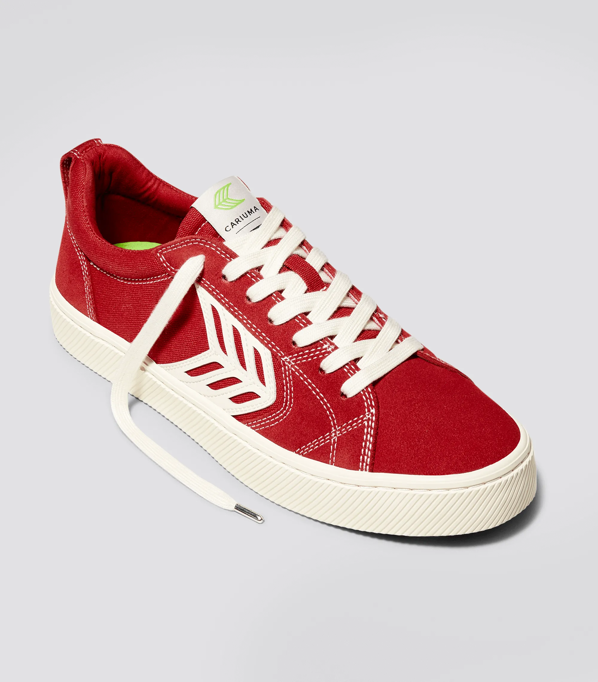 CATIBA PRO Low Samba Red Suede and Canvas Contrast Thread Ivory Logo Sneaker Women sold by Cariuma product image thumbnail 2