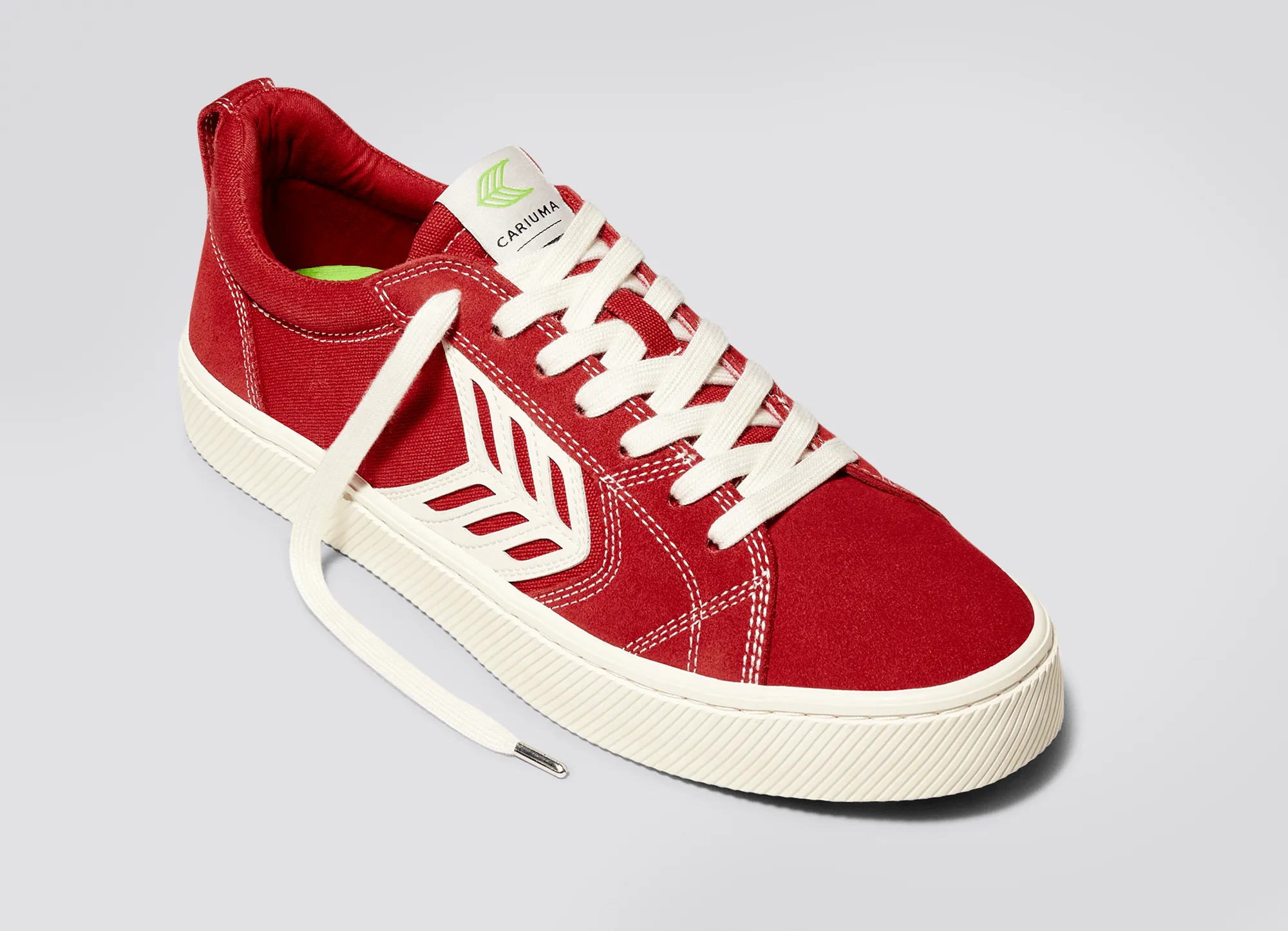 CATIBA PRO Low Samba Red Suede and Canvas Contrast Thread Ivory Logo Sneaker Men sold by Cariuma product image thumbnail 4