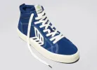 CATIBA PRO High Mystery Blue Suede and Canvas Contrast Thread Ivory Logo Sneaker Women sold by Cariuma