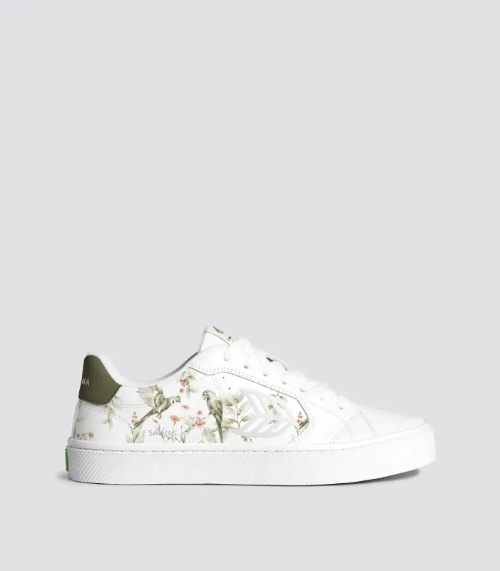 SALVAS Leather White Khaki Parrot Print Men made by Cariuma