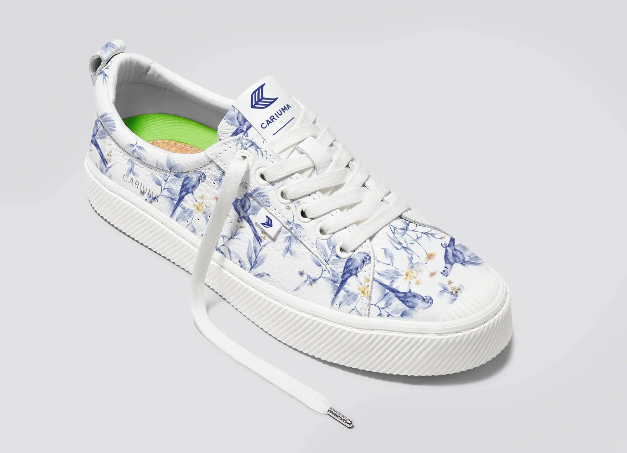 OCA Pebbled Leather White Blue Parrot Print Women sold by Cariuma product image thumbnail 4