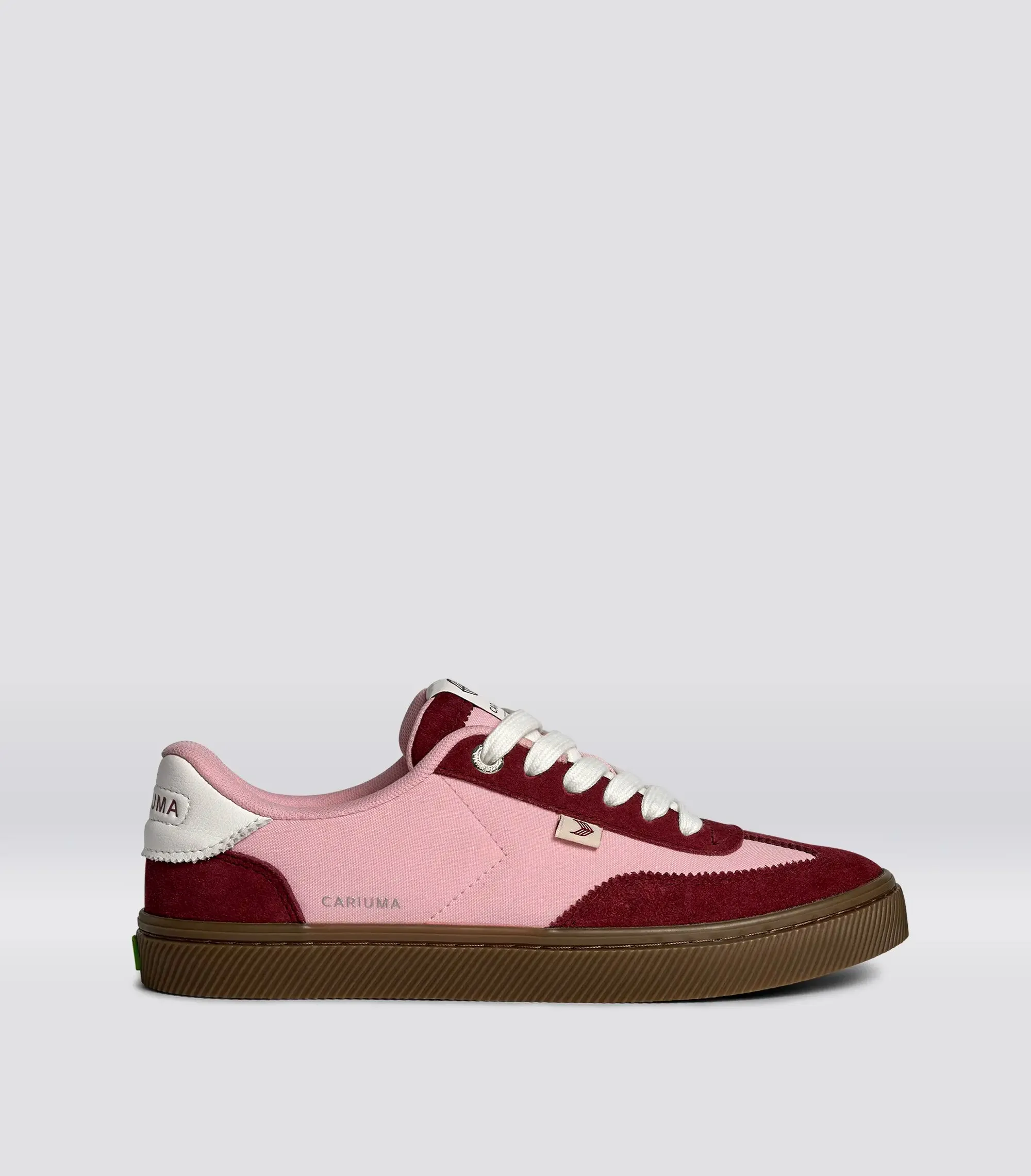 TOCA Teak Bright Rose Nylon Cabernet Red Suede Sneaker Women sold by Cariuma