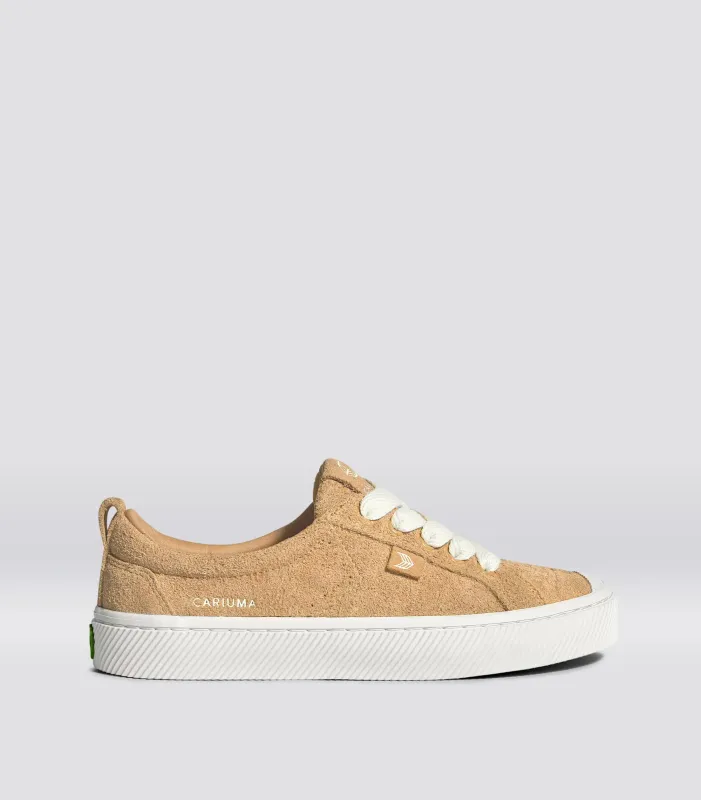 OCA Low Latte Hairy Suede Sneaker sold by Cariuma