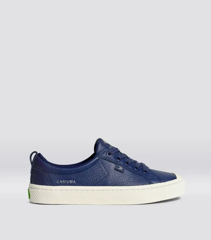 OCA Low Bright Navy Premium Leather Sneaker sold by Cariuma