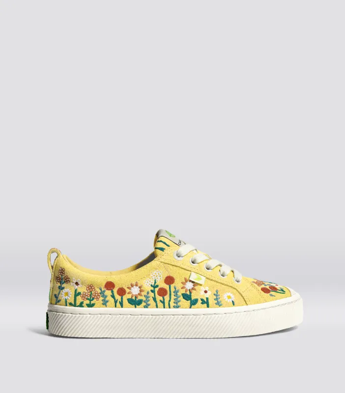 OCA Low Yellow Bloom Suede Embroidery Flowers Women sold by Cariuma