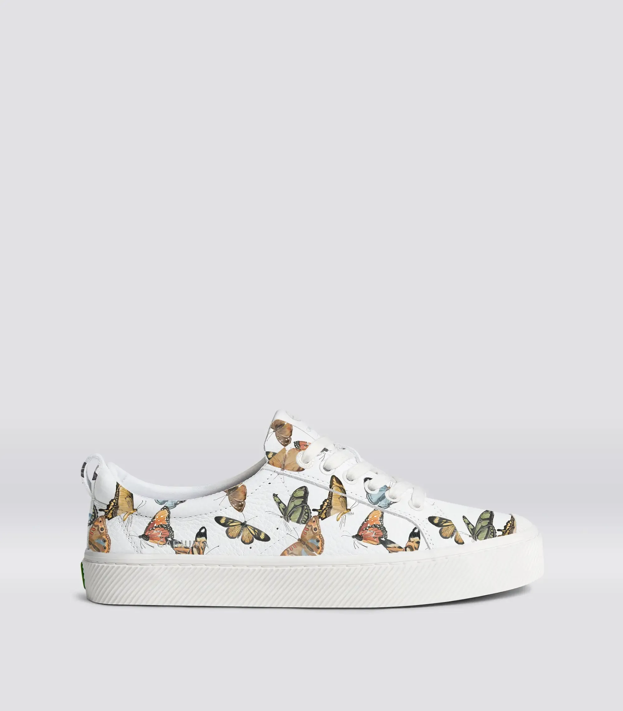 OCA Pebbled Leather White Butterfly Print Women sold by Cariuma