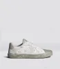 SALVAS Vintage Warm White Diamond Leather and Suede Sneaker sold by Cariuma