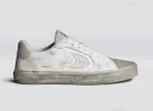SALVAS Vintage Warm White Diamond Leather and Suede Sneaker sold by Cariuma