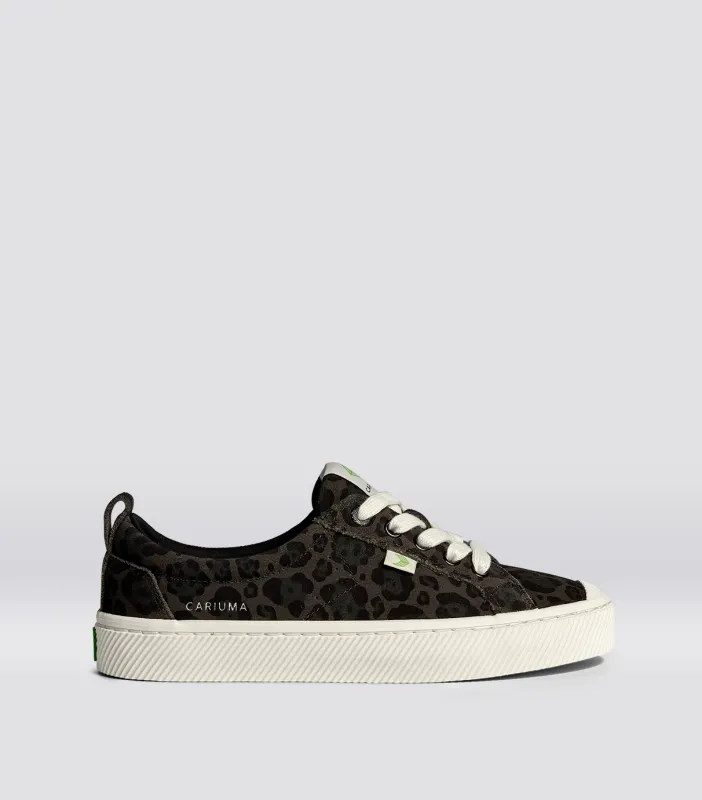 OCA Low Black Jaguar Print Suede Sneaker Women sold by Cariuma
