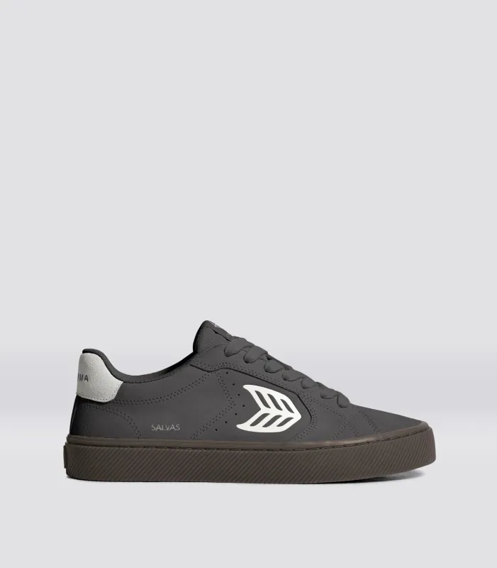 SALVAS Suede Magnet Grey Warm White Logo sold by Cariuma