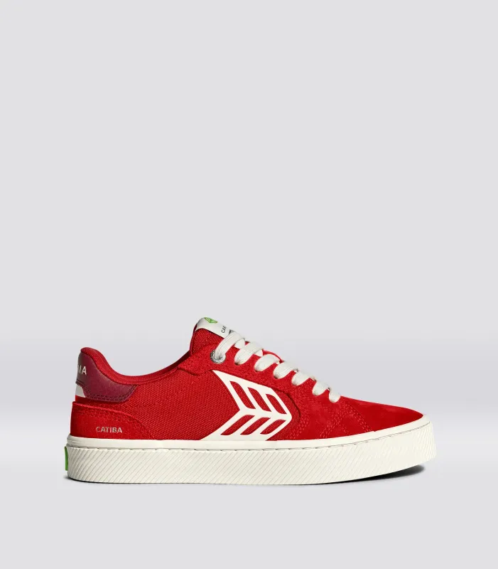CATIBA PRO 2.0 Scarlet Red Suede and Cordura Ivory Logo Cabernet Sneaker sold by Cariuma