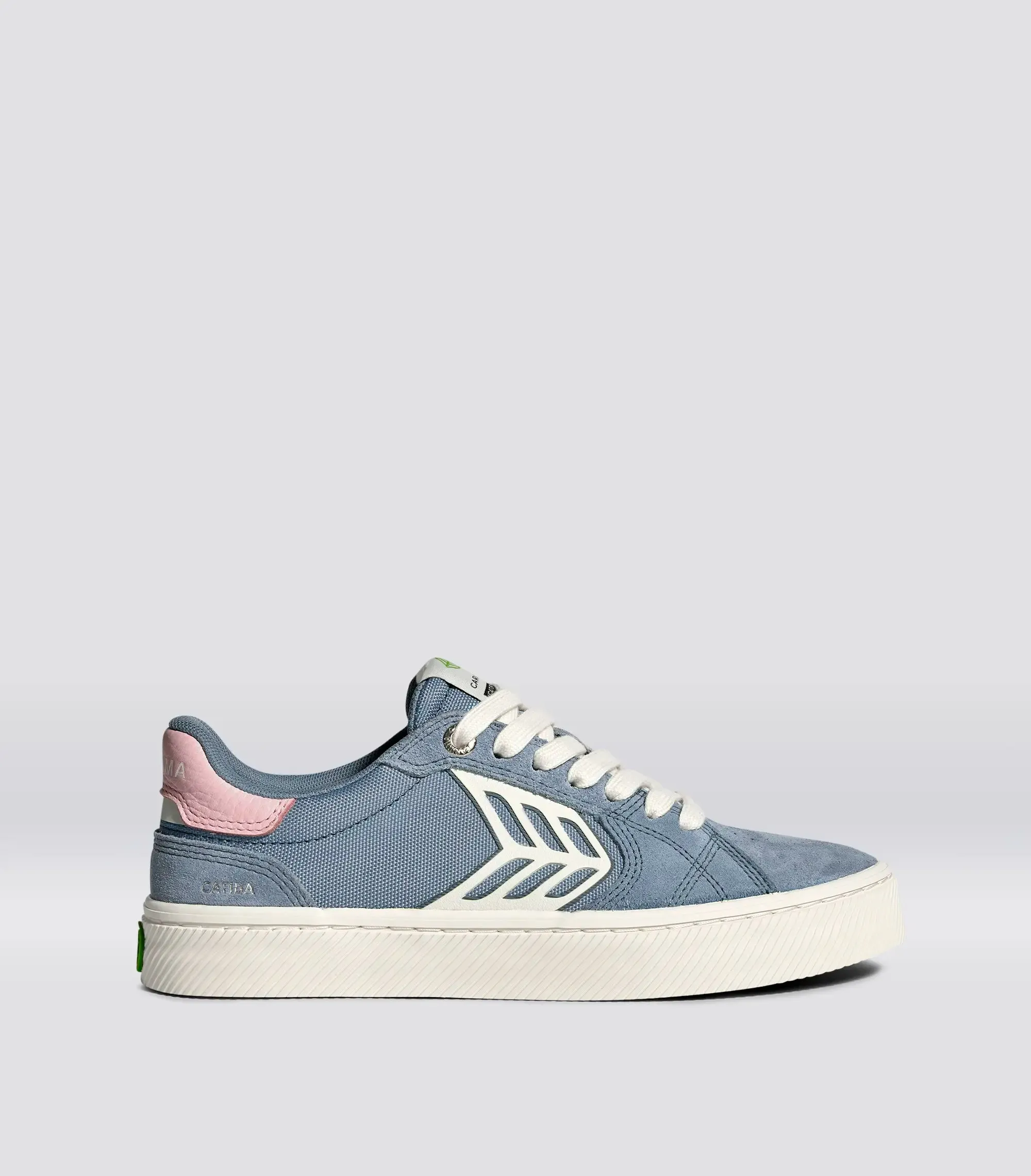 CATIBA PRO 2.0 Suede and Cordura Mirage Blue Ivory Logo Rose sold by Cariuma