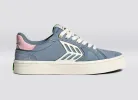 CATIBA PRO 2.0 Suede and Cordura Mirage Blue Ivory Logo Rose sold by Cariuma