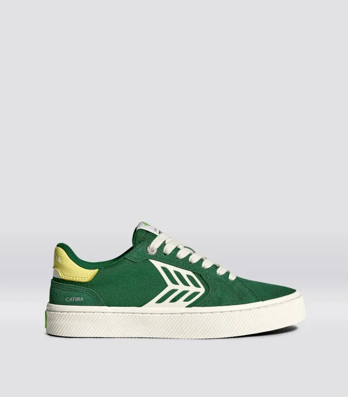 CATIBA PRO 2.0 Forest Green Suede and Cordura Ivory Logo Lemonade Sneaker sold by Cariuma