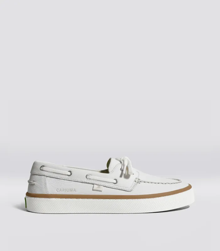 MARE Boat Shoe Pebbled Leather White made by Cariuma