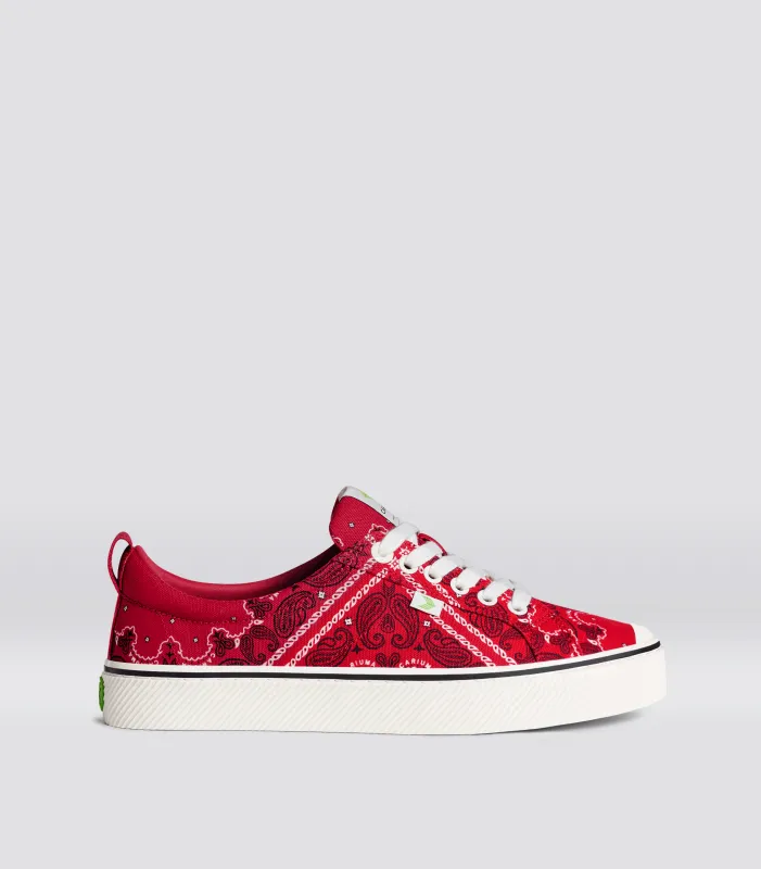 OCA Low Red Bandana Canvas Sneaker sold by Cariuma