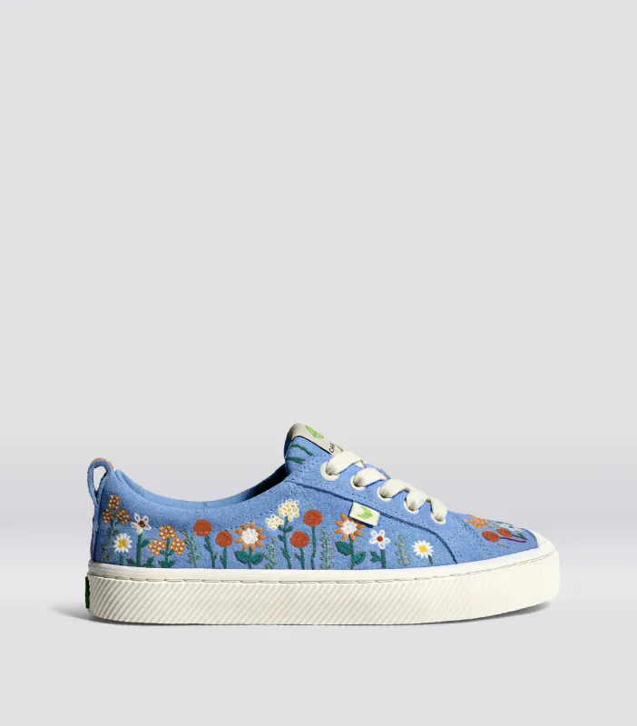 OCA Low Blue Bloom Suede Embroidery Flowers sold by Cariuma