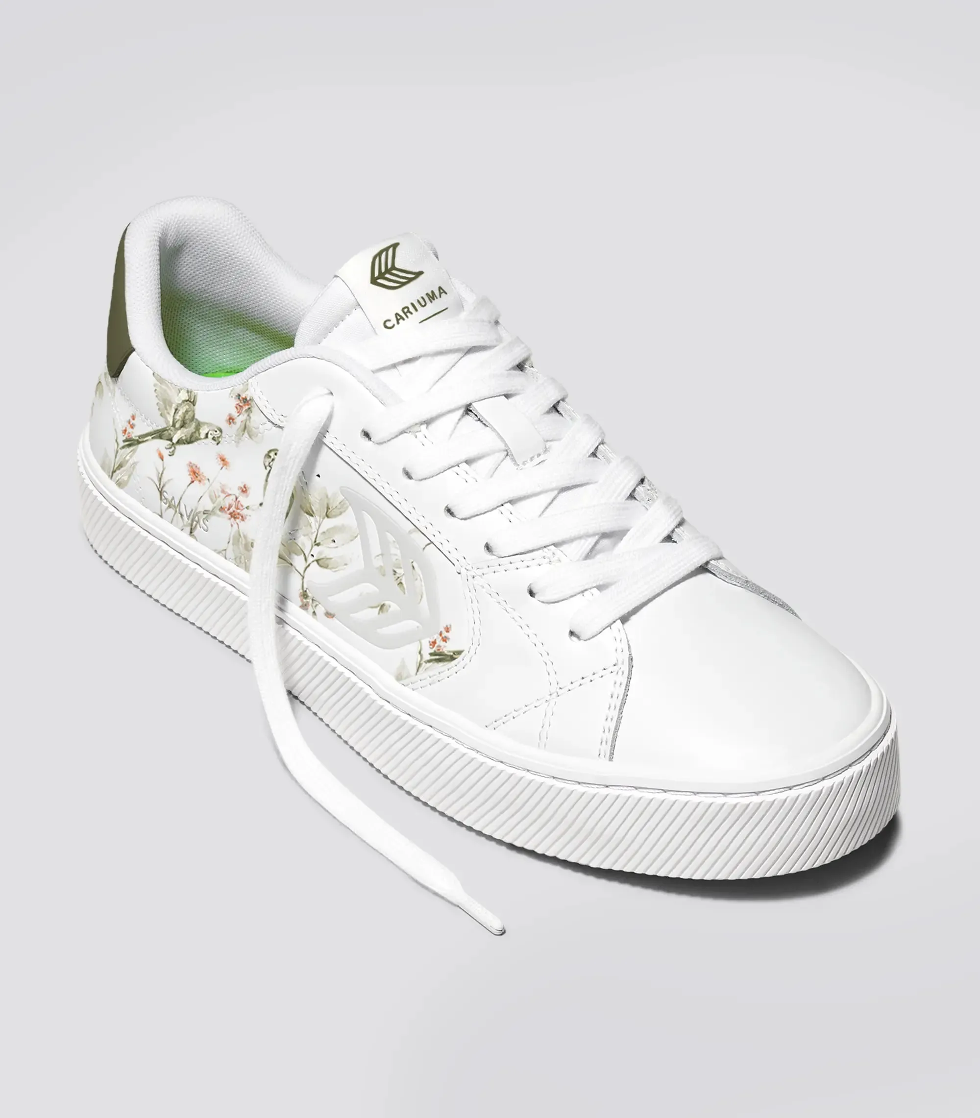 SALVAS Leather White Khaki Parrot Print sold by Cariuma product image thumbnail 2