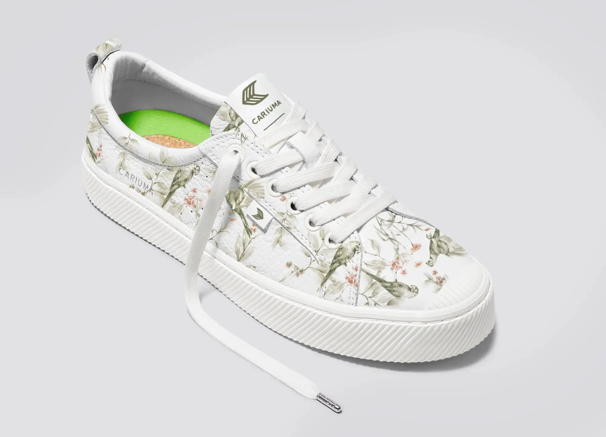 OCA Pebbled Leather White Khaki Parrot Print sold by Cariuma product image thumbnail 4